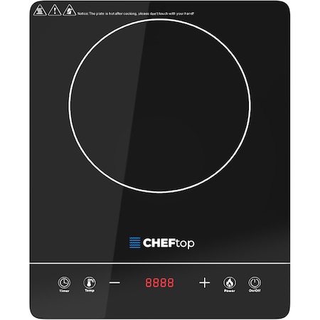 Drinkpod Cheftop Portable Single Burner Induction Cooktop Digital Ceramic Burner Electric Cooktop 1300 Watt DP-CHEFTOP-1-B
